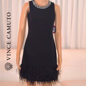 Vince Camuto Beautiful Dress Maribou Feathers - Crystals / Rhinestones & Beads